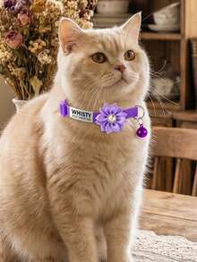 1pc Customized Rhinestone Flower Decor Pet Collar, Cartoon Anti-Choking Buckle Adjustable Size, Suitable For Cats Under 5kg Or Small/Medium Dogs, Personalized Label,Christmas Gift Supplies - Multicolor - View 8