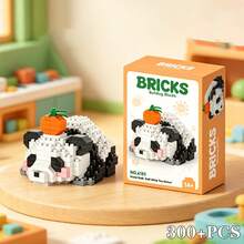 400+Pcs Cute Micro Particle Building Blocks Panda Assembly Toy - 3D DIY Chinese Style Panda Decoration, Creative Assembly Manual, Stress Relief Home Office Desktop Decor, Healing Desktop Decoration Gift, Birthday Gift, Christmas Gift - Baby Pink - View 8