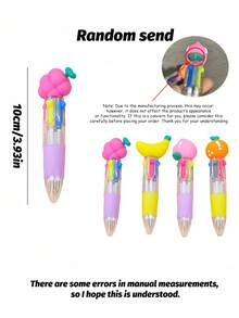 15pcs/Pack Cute 4-In-1 Multicolor Ballpoint Pens, Cute 3D Fruit Top Retractable Multicolor Pens, Suitable For Back To School And Classroom Rewards, Cute Stationery, Fun Writing Pens For Students And Parties, Learning Supplies (Random Style Shipped) - Fruit-colored Transparent Four-color Pens - View 3