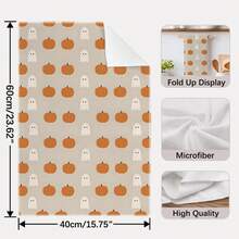 2pcs Halloween Autumn Pumpkin Seamless Pattern Kitchen Towels, Rectangular Microfiber Kitchen Towels, Dish Cloths, Scrubbers, Hand Towels, Cooking Baking Tea Towels, Kitchen Decor, Housewarming Gift, Birthday Gift, Bathroom Cleaning Cloths, Decorative Towels - Multicolor - View 4