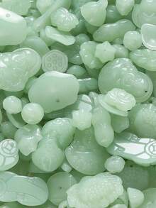 20/50pcs 5~34mm Green Mixed Alloy Bead Charms Random Mixed Imitation Jade Pendants Vintage Style DIY Craft Supplies For Earrings & Jewelry Making - Random Mixed - View 3