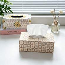 1 pieza Caja de pañuelos de concha natural - Caja de almacenamiento de pañuelos elegante, soporte de pañuelos de lujo de alta gama, adecuado para baño, sala de estar, dormitorio, se puede usar como decoración del hogar, caja de pañuelos de escritorio de la mesa de comedor de la sala de estar, regalo perfecto para Acción de Gracias, Día de San Valentín, decoración del hogar - Ver 6