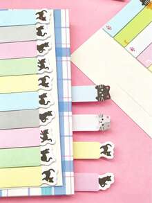 4 Sets Cute Cat Theme Sticker Set - Essential For Bookmarks And Memos, Office Supplies, Back To School Must-Haves - Multicolor - View 6