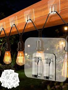 12-24pcs Outdoor String Light Hooks, No Drilling Installation, Adhesive Hooks, Suitable For Garden Decoration, Wall-Mounted, Durable High-Quality Multi-Purpose DIY Decoration, No Drilling, Suitable For Renters - A - View 2