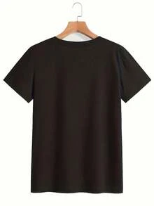 1 Pcs Daily Retro Casual 100% Cotton Unisex Tee, Soft Focus Tropical Beach Missed One Oversized T-Shirt For Vacation Street All Year - Black - View 3