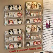 Cosmetic Storage Rack, Wall-Mounted Display Shelf, Multi-Functional Wall Rack, Transparent Plastic Material, Detachable, 3/4/5 Layers, Suitable For Bathroom Storage, Bedroom Storage, Anime Badges/Pins - Clear - View 3