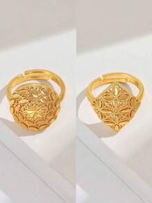 1 chiếc nhẫn thời trang phong cách Âu Mỹ hình lúa mì may mắn, trang sức cưới rỗng hở cho phụ nữ - Vàng - Xem 28