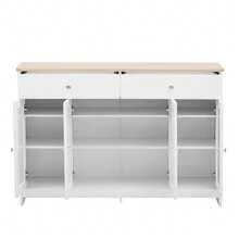 White 120 Cm Sideboard Cabinet In MDF With Storage Doors - White - View 7