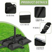 2 piezas de bolsas de arena negras impermeables y a prueba de viento con 2 bolsas transparentes, bolsas de peso base portátiles universales de tela Oxford para camping al aire libre - Negro - Ver 3