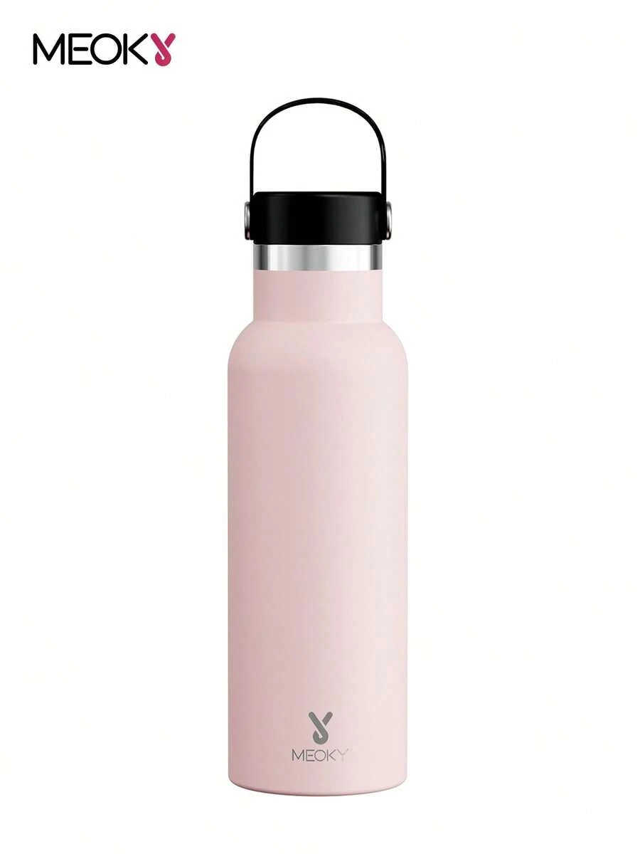 Meoky 17oz/500ml 真空保溫不鏽鋼水壺,附攜帶式手柄蓋,大容量且易於攜帶,長效保溫保冷,適合學生、辦公室、健身房及戶外旅行 - 粉色 - 查看 1