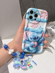 Disney Has Authorized, Phone Case - Chain Set, The Stitch Lilo & Stitch 3D Phone Case Plus A Silicone 3D Stitch Bracelet With Metallic Ring Removable Bracelet, Stitch And Angel Pattern, Compatible With Iphone17/16/15/14/13/12/18/XS/XR/X Plus Pro Max, A Stylish Cartoon Phone Case, The Perfect Gift Choice, Phone Protection, Durable Phone Cover, Great Gift For Friends And Family. - White - View 6