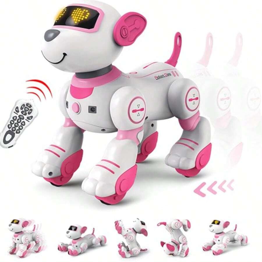 Perro electrónico a control remoto (3 colores) - Juguete mecánico con control de voz inteligente, compañero para niños, regalo perfecto para vacaciones/Acción de Gracias/Regreso a clases/Día del Niño/Navidad/Cumpleaños/Año Nuevo/Halloween/Pascua
