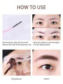 12pcs Eyebrow Shaping Set With Reusable Templates And Elastic Band - Quick 3-Minute Perfect Eyebrow Makeup Tool, Headband Style Silicone Connected Eyebrow Template Set, Suitable For Beginners, Reusable Silicone Eyebrow Shaping Template Set - Multicolor - View 3