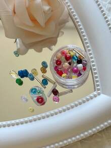 1 Bottle Mini Nail Art Seed Beads With Holes, Colorful Micro Beads, Simple Versatile All-Match Accessories Nail Charms - 彩色 - 查看 14