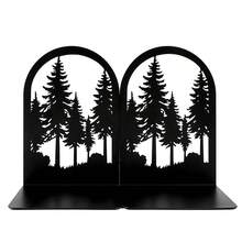 Nordic Forest Silhouette Iron Book Stand | Black Thick Metal Desktop Book Storage Stand | Arched Anti Slip Bookshelf Organizer | Suitable For Students/Office/Study/Library | Minimally Modern Decorative Bookrest. - B357 - View 3