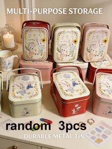 1pc/3pcs/Random Tin Box Festive Gift Box Wedding Candy Jar Wedding Favor Box Party Gift Packaging Easter Halloween Christmas Holiday Gift Box Souvenir Box Small Gift Jewelry Headwear Storage Box - Multicolor - View 7