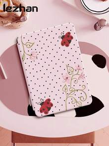 1件淺粉色波點拼接甲蟲與花卉印花保護殼，相容 Kindle 2024、Ko-Bo、Kindle NK 11/Kindle Youth Edition/Kindle Paperwhite 5、10.2 吋 10 代/11(A16)2025(11 吋)、Galaxy Tab A8 10.5 吋 2022，具自動喚醒/睡眠功能，輕巧便捷，完美貼合保護您的閱讀設備 - 彩色 - 查看 4