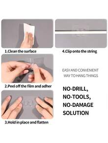 12-24pcs Outdoor String Light Hooks, No Drilling Installation, Adhesive Hooks, Suitable For Garden Decoration, Wall-Mounted, Durable High-Quality Multi-Purpose DIY Decoration, No Drilling, Suitable For Renters - A - View 7
