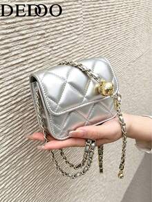 Dedoo Spring/Summer Popular Style, High-End Texture. Chain Shoulder Strap, Can Be Carried On Shoulder Or Underarm. Mini Lipstick Bag. - Silver - View 10