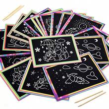Children's Graffiti Drawing, Scratch Painting, Handmade DIY Fun Scratch Painting, Color Production For Elementary School Students Scratch Painting - Multicolor - View 1