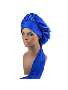 2 Pieces Of Wide-Brimmed Sleep Caps, Lace Ribbons, Elastic Round Caps, Beauty And Hair Care Promotional Caps, Solid Color Polyester Fiber, No - A - View 3