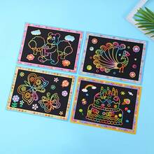 Kids Magic Scratch Art Paper Set, DIY Rainbow Graffiti Cards With Bamboo Stylus, Creative Coloring & Drawing Toy For Children's Day Gift - Multicolor - View 11