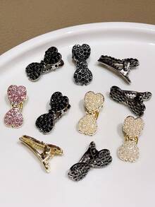 10入女款奢華小號混色水鑽蝴蝶結髮夾，精緻側夾、瀏海夾、鬆散髮夾，時尚鱷魚夾髮飾，適用於側瀏海、額前鬆散髮，送女友的完美禮物，適合返校季、約會、海邊度假，實用髮飾禮物，抓夾 - 彩色 - 查看 6