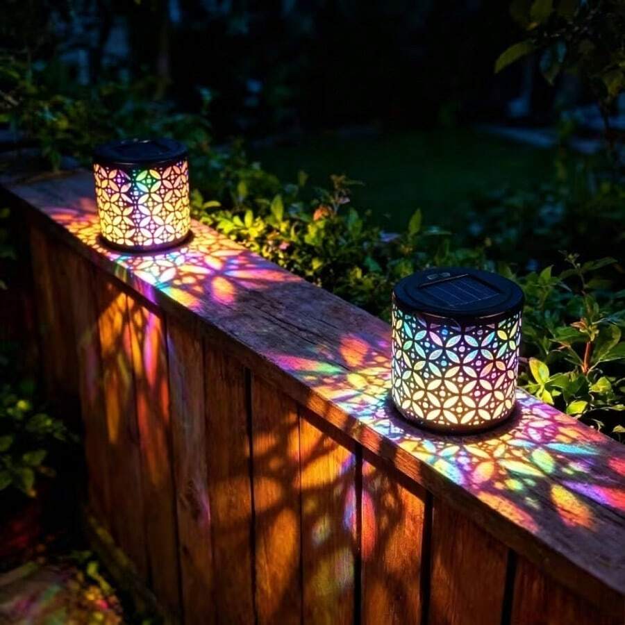 Outdoor Wall Lamps,Solar LED Wall Lamp, Hollow Pattern Projection Light For Outdoor Garden Fence Courtyard Decoration - Copper Coin Wall Lamp - View 1
