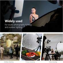 FCV Panel Reflectante, Panel Redondo 5 en 1, Reflector de Luz Plegable de 24 Pulgadas/60 Cm Accesorios de Fotografía para Retratos Selfie Fotografía de Bodas - Unitalla - Ver 5