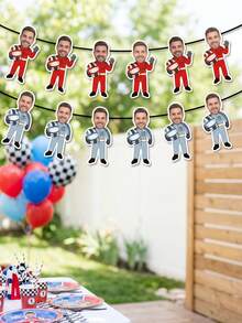 6/12/18pcs Custom Race Car Driver Photo Banner,Personalized Racing Photo Garland, Race Car Driver Banner For Backyard Race Parties - Multicolor - View 3