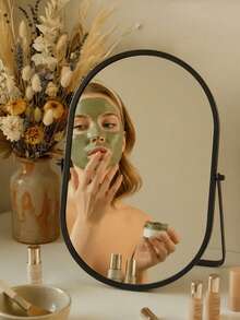 1pc High Definition Desktop Makeup Mirror, Distortion-Free Vanity Mirror With Adjustable Metal Stand, Large Size Desktop Makeup Mirror Suitable For Makeup, Skincare And Hairstyle Design, Bedroom, Bathroom, Dormitory And Office Vanity Mirror - Multicolor - View 2