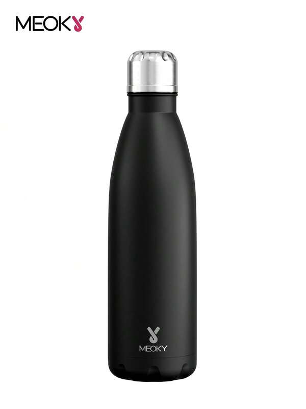 Meoky 500ml Frosted Stainless Steel Sports Water Bottle – Cola Shaped Insulated Water Bottle, Double-Walled Leak-Proof Metal Body, Keeps Hot And Cold, Reusable, Suitable For School, Gym, Travel And Sports.