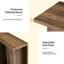 LITTLE TREE 79 Inch Farmhouse Dining Table  For 6, Large Kitchen Table With Storage Shelves, Rectangular Wooden Dinner Table For Dining Room Kitchen, Brown - 棕色 - 查看 7