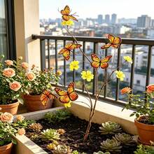 2Pcs Artificial Yellow Butterfly Floral Branches, Table Vase Indoor Balcony Home Decor - Yellow - View 6