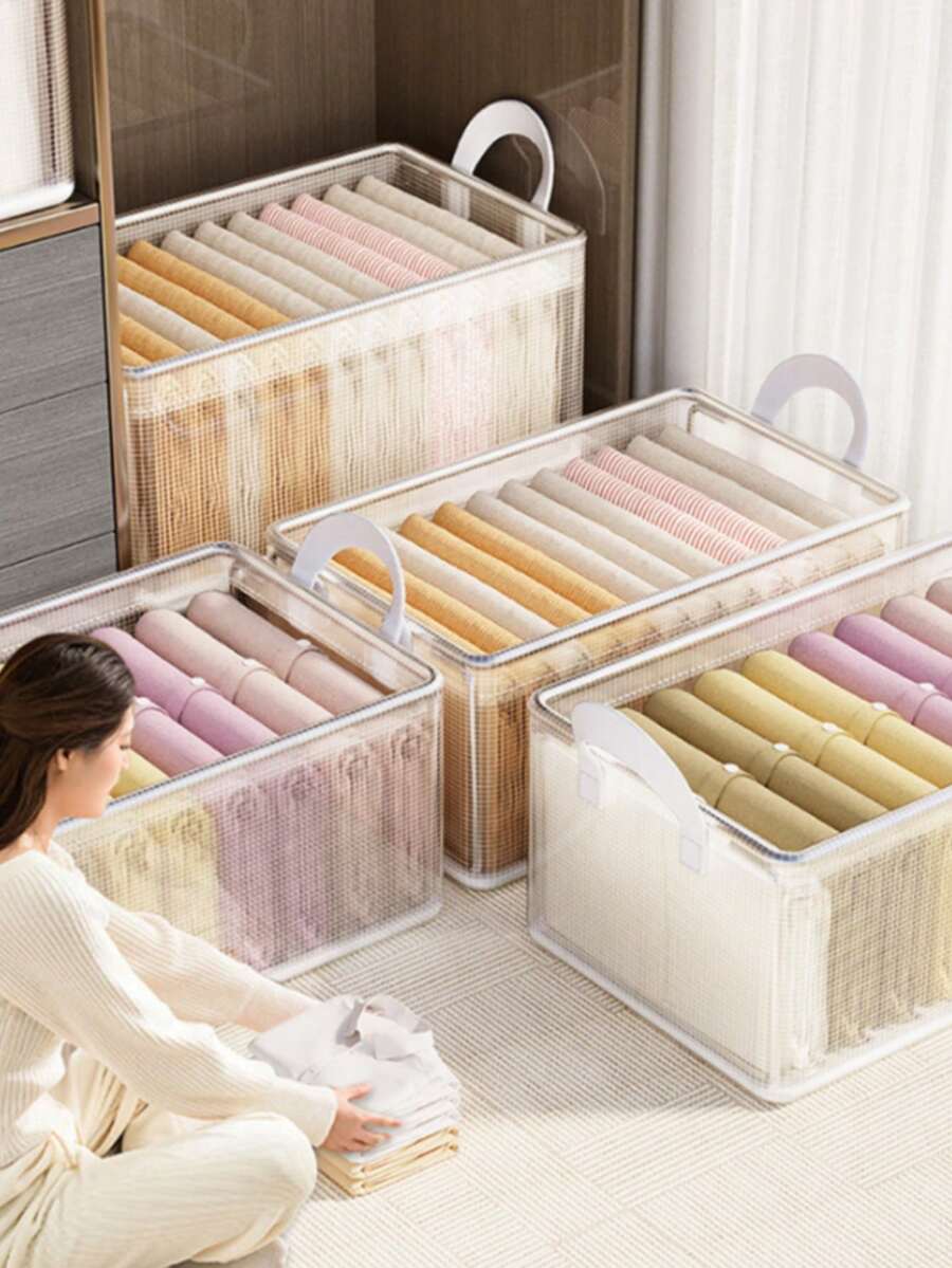 Transparent Stackable Storage Bins With Lids, Dust-Proof, Moisture-Proof, Waterproof Baskets, Multi-Functional Storage Boxes And Baskets Suitable For Home, Picnic, Dorm, Kitchen, Bedroom, Closet And Various Occasions.