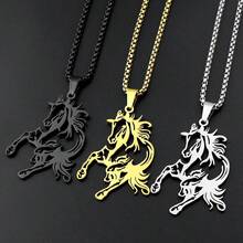 Collar de cadena de acero inoxidable color plata con diseño de poni animal suave, estilo carreras de caballos, para mujer y hombre, joyería de regalo de nuevo diseño - collar - Ver 2