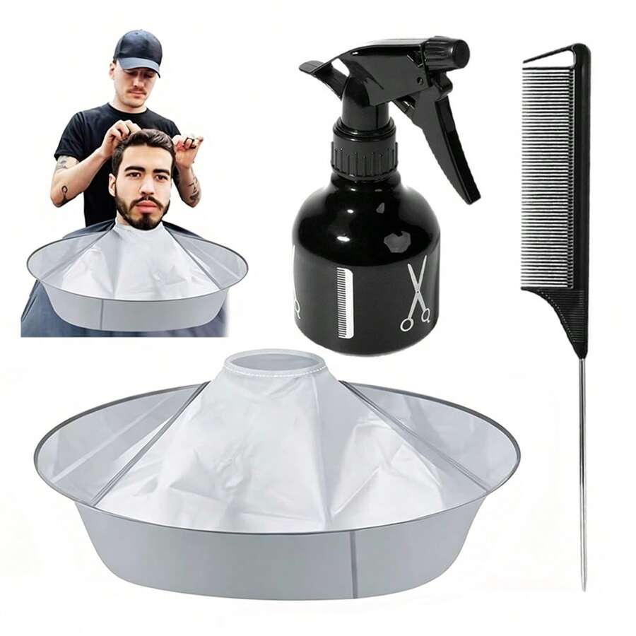理髮圍裙與水盆套組，包含噴霧瓶與鼠尾梳，美髮理髮工具組 - 彩色 - 查看 1