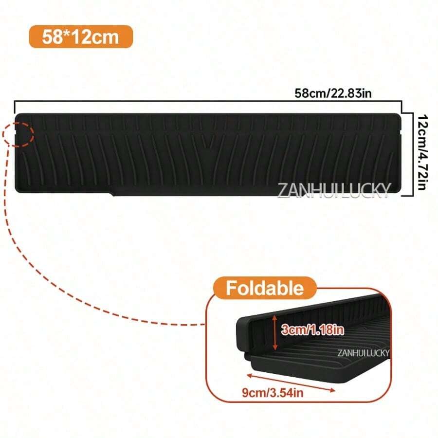 2026 Kitchen Anti-Splash Accessory Set: Drip Tray + Non-Slip Utensil Drying Mat - Black 58*12cm - View 1
