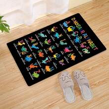 New Store Offer High-Quality Children's Carpet With Fun 3D Dinosaur And English Letter Pattern, Kids Can Learn Letters While Playing, Combines Early Education Function. Machine Washable, Easy Daily Maintenance. Soft And Durable Fabric, Suitable For Bedroom, Living Room, Hallway, Coffee Table Area, Porch And Other Indoor/Outdoor Scenes - Black - View 7