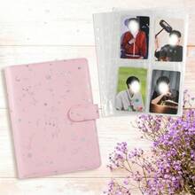 1 Set Candy Color A5 Photo Album With 25pcs 4-Slot Photo Card Pages, 6-Ring Binder, PU Leather Cover, Collection Album Suitable For Home And Office Use, Perfect For Organizing Family Photos - A - View 1