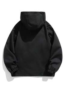 Women's Casual Outdoor Loose Lightweight Zip-Up Hooded Jacket, Spring/Autumn - Black - View 4