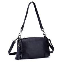 Bolso de hombro para mujer de cuero genuino, multicapa, nuevo modelo, conúltiples cremalleras, bolso cruzado de cuero suave y sencillo, versátil. - Azul oscuro - Ver 9