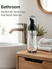 3 peças Garrafas de espuma transparentes pretas com bomba, garrafas dispensadoras recarregáveis de pressão, adequadas para viagem, sabonete líquido, gel de limpeza facial - Estilo Preto Puro - Ver 3