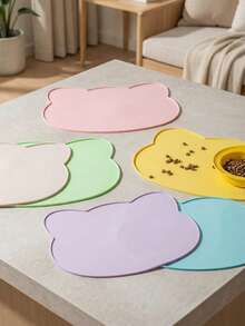 1pc Silicone Pet Feeding Mat, Waterproof Anti-Slip Anti-Splatter Design, Keeps Feeding Area Clean, Easy To Clean, Suitable For Cats And Dogs, Fits Various Bowl Sizes, Helps Keep Floor Dry And Clean - Multicolor - View 11