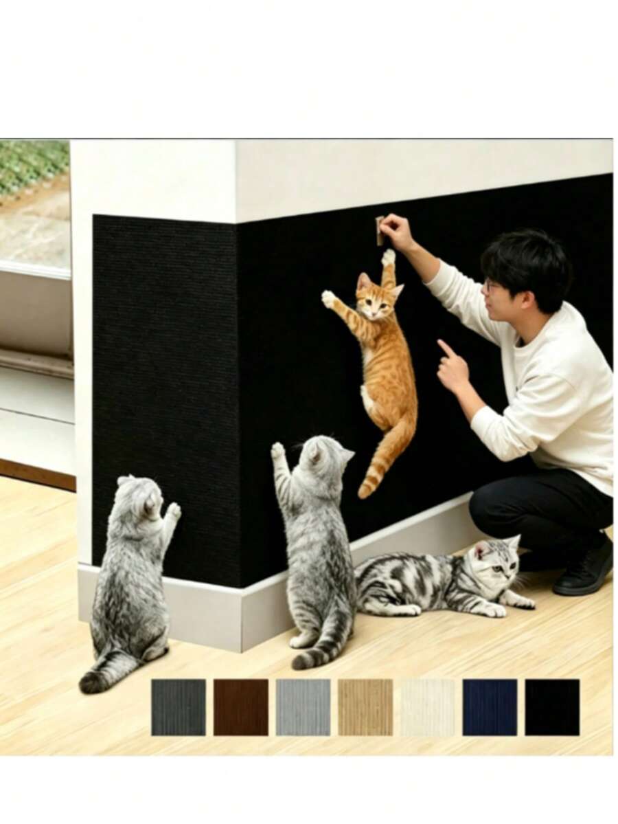 1pc Self-Adhesive Cat Scratching Pad, Suitable For Wall, Carpet, Sofa And Furniture Protection, Compatible With Cat Tree, Self-Adhesive Cat Scratching Pad, Carpet Sofa Furniture Protection Pad, Pet Scratching Toy, Cat Scratching Training Board, Self-Adhesive Cat Climbing Pad, Can Be Cut To 200cm*40cm, Self-Adhesive Durable, Scratch-Resistant, Wear-Resistant, No Shedding, Cat Scratching Wall Sticker, Ideal Cat Toy