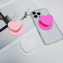 Soporte magnético MagSafe de silicona de unicolor con forma de corazón minimalista, con súper fuerte adsorción, airbag telescópico de escritorio, para mujeres - Multicolor - Ver 4