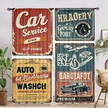 2 buah Tirai Retro Vintage, Tirai Bermotif Jalanan Bergaya Bengkel Mobil Artistik, Desain Kantong Batang, Perlindungan Privasi, Tirai Multifungsi Bermotif Modis, Cocok untuk Dekorasi Rumah Kamar Tidur, Dapur, dan Ruang Tamu - MultiWarna - View 5
