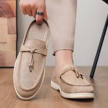 Men's Casual Shoes Suede Loafers Classic British Style Lightweight Soft Flat Shoes - Beige - View 8