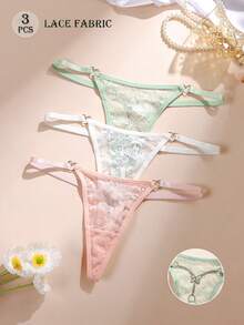 3pcs Sexy Women Metal Chain Thong Panties - Multicolor - View 4