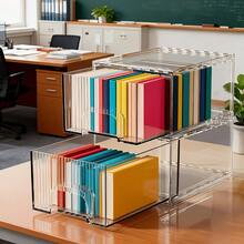 1pc Stackable Transparent Acrylic Desktop File Organizer, Vertical Transparent Document Holder For Office Paper And Notebook Storage - Single Piece - View 5